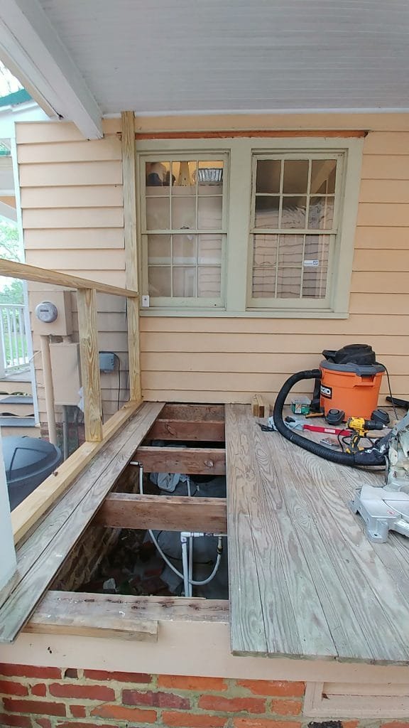 The start of the outside porch