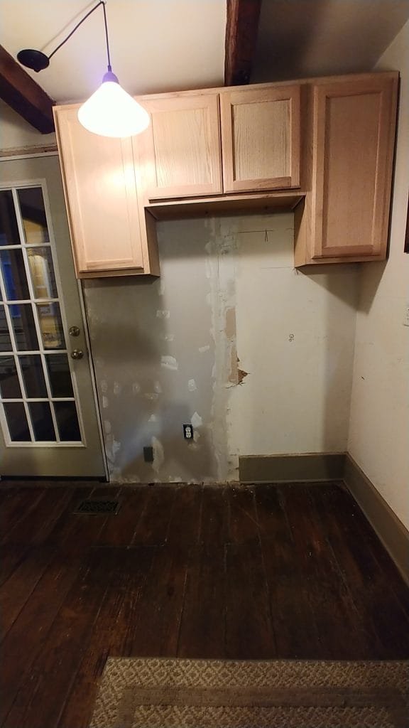 inside started to mount new cabinets