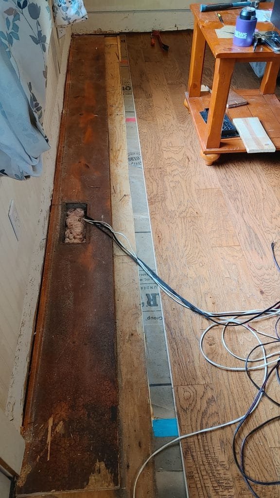 The last of the old floor