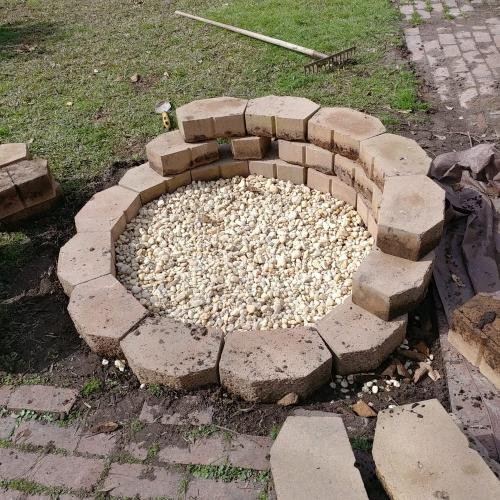 fire pit with stone
