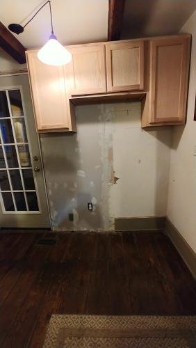 inside started to mount new cabinets