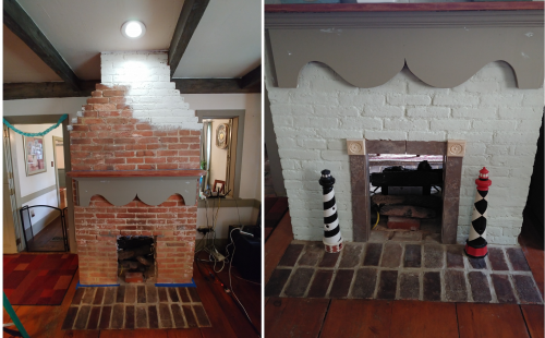 fireplace before and after